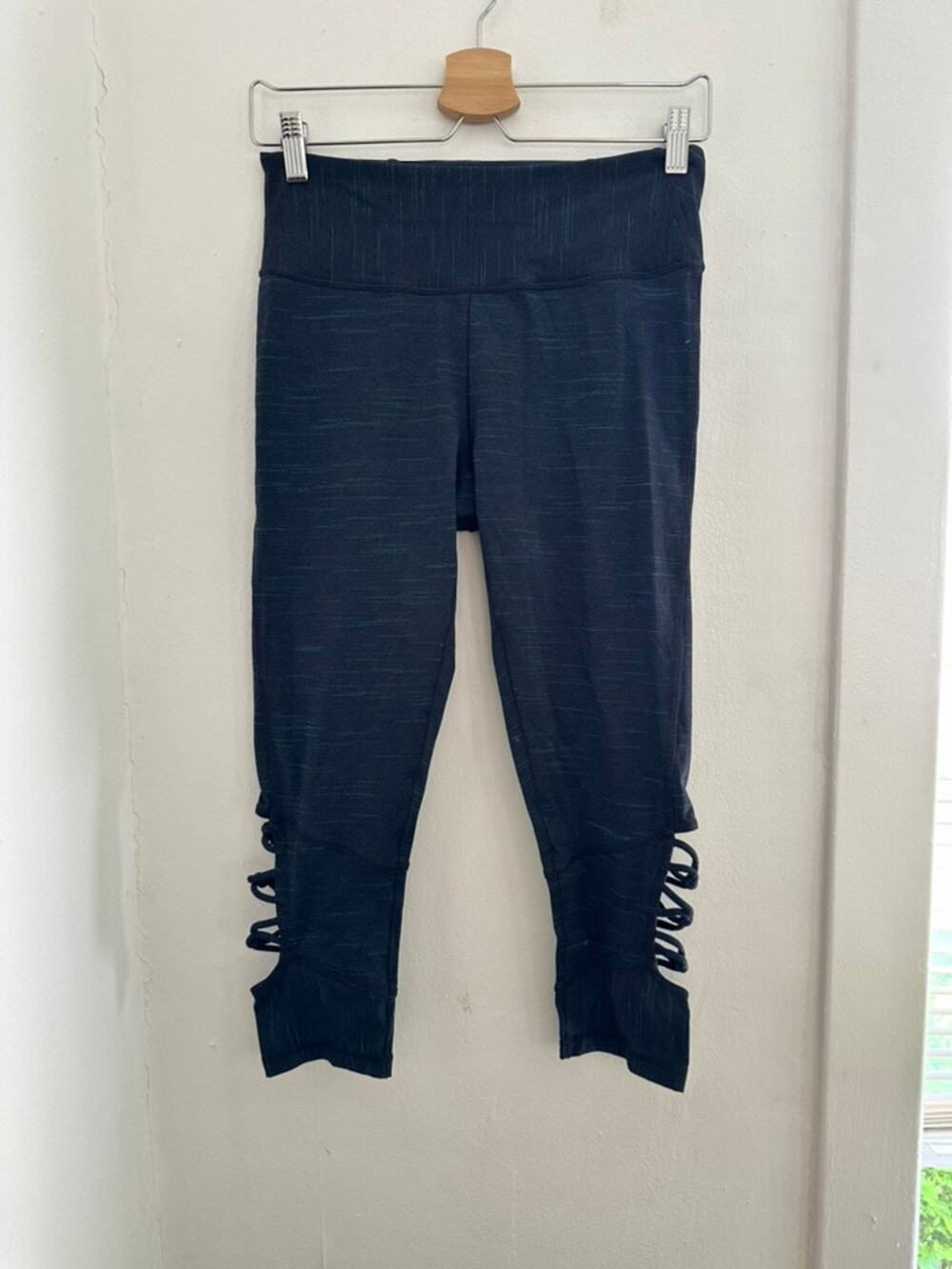 PRANA Women's Navy Cutout Leg Leggings | Size Medium